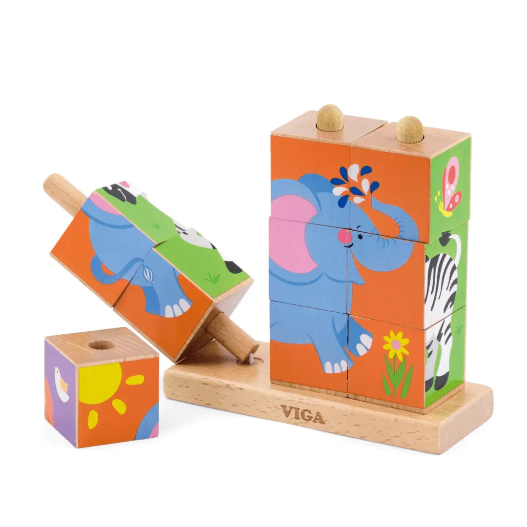 9pcs Stacking Cube Puzzle Wild Animals