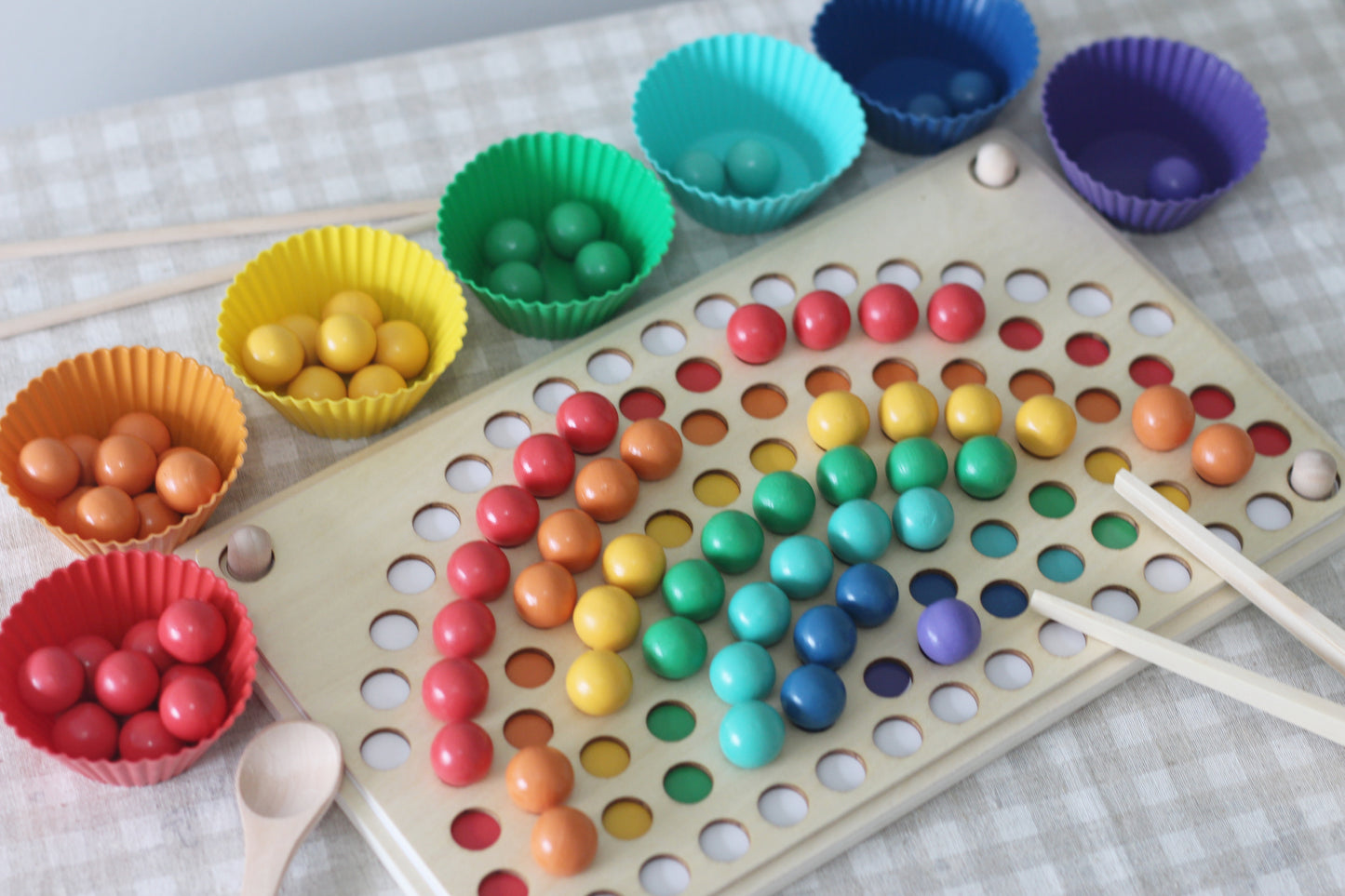 Wooden Rainbow Beads, Board & Templates