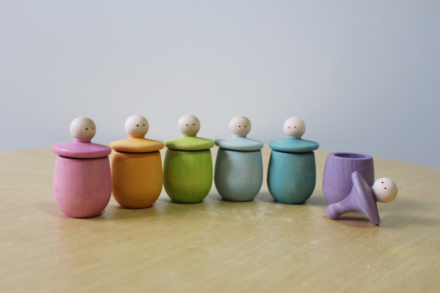 Little Wooden Treasure Cup Set - Pastel