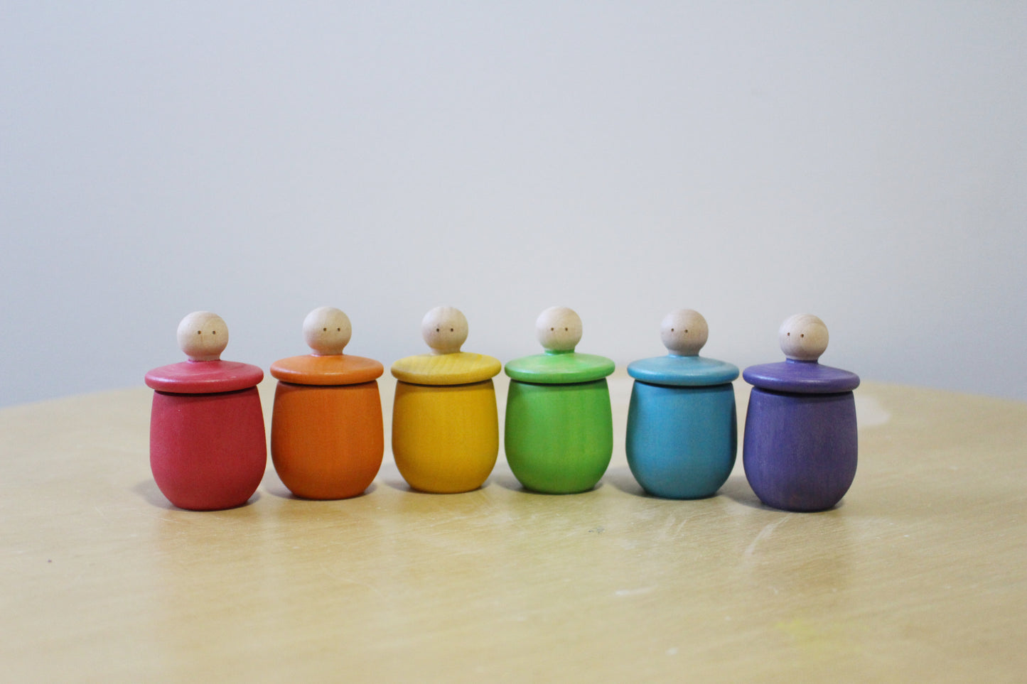Little Wooden Treasure Cup Set - Rainbow
