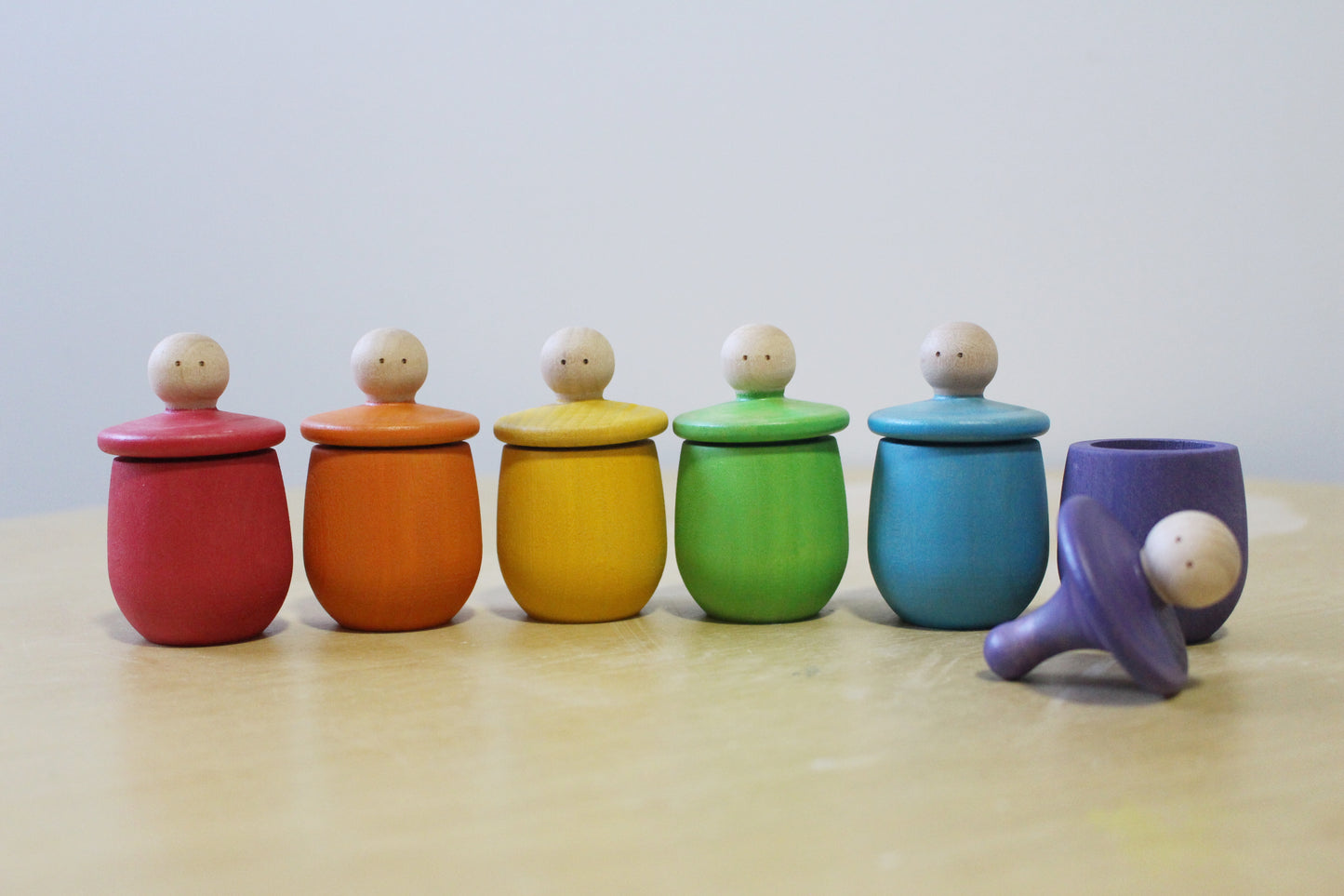 Little Wooden Treasure Cup Set - Rainbow