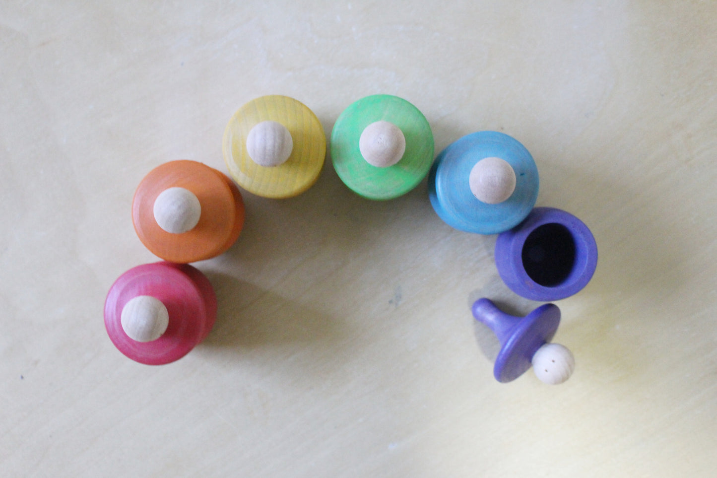 Little Wooden Treasure Cup Set - Rainbow