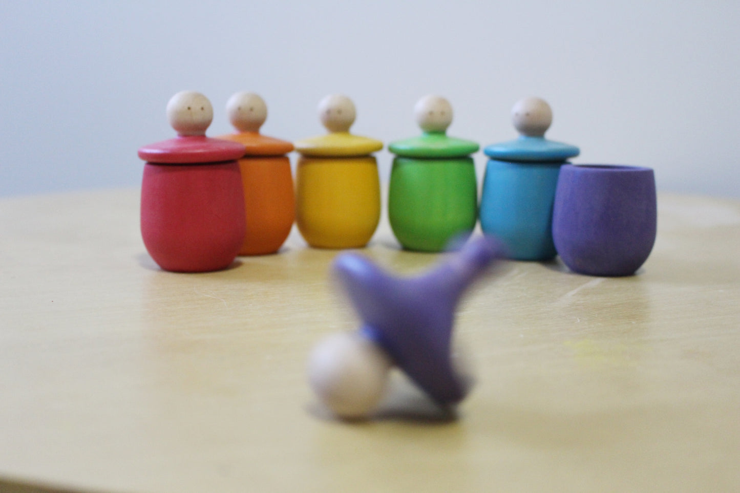 Little Wooden Treasure Cup Set - Rainbow