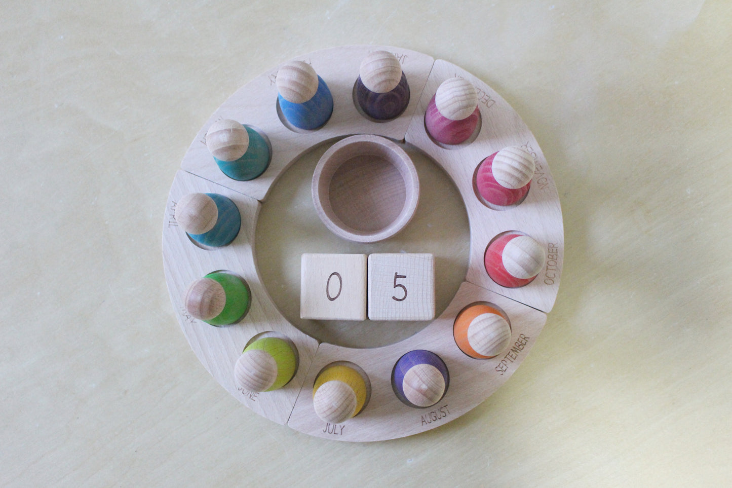 Wooden Perpetual Calendar Peg Dolls