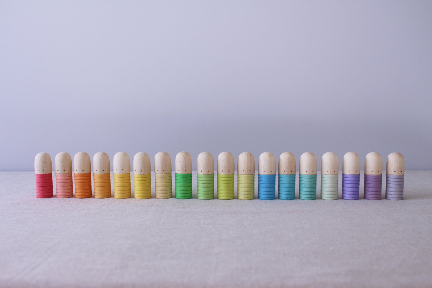 Wooden Rainbow Pastel Peg Dolls