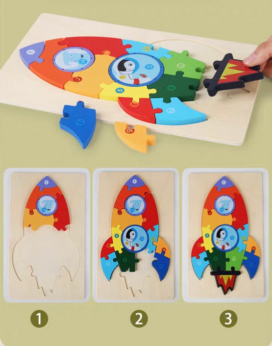 Large Wooden Numbered Puzzle - Assorted Designs