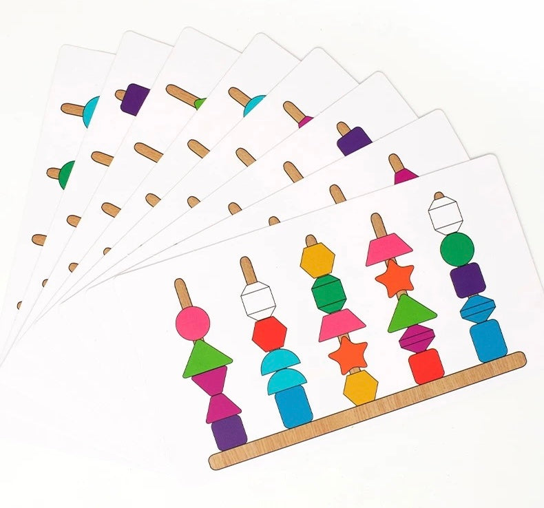 Stack, thread & build: Shape Stacking Activity