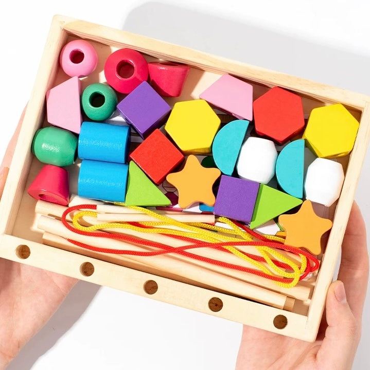 Stack, thread & build: Shape Stacking Activity