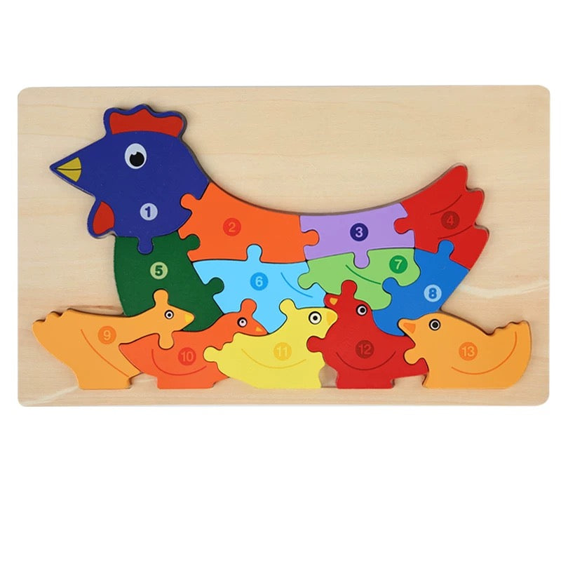 Large Wooden Numbered Puzzle - Assorted Designs
