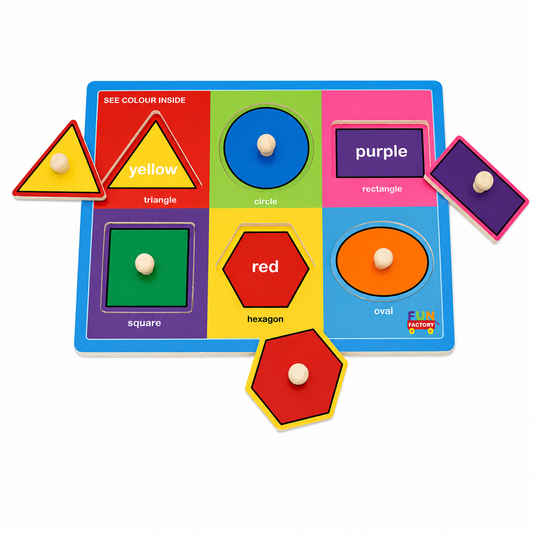 Shape & Colour Recognition Wooden Peg Puzzle