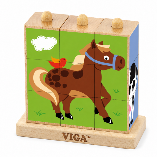 9pcs Stacking Cube Puzzle Farm Animals
