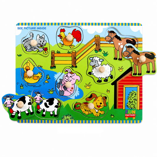Barnyard Friends Wooden Peg Puzzle
