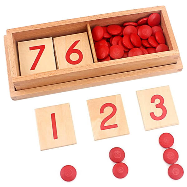 Montessori Wooden Number Cards and Counters