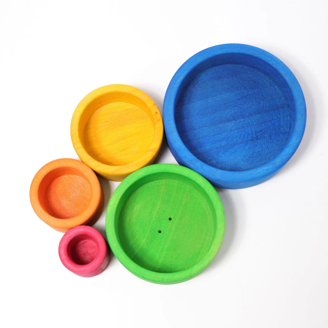 5 Nested Wooden Bowls