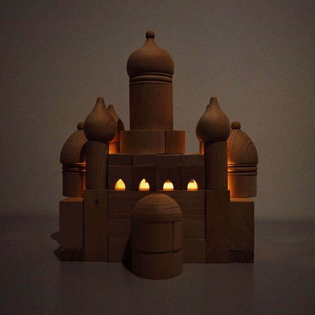 Aladdin's Palace - 55 Piece Wooden Building Blocks Set