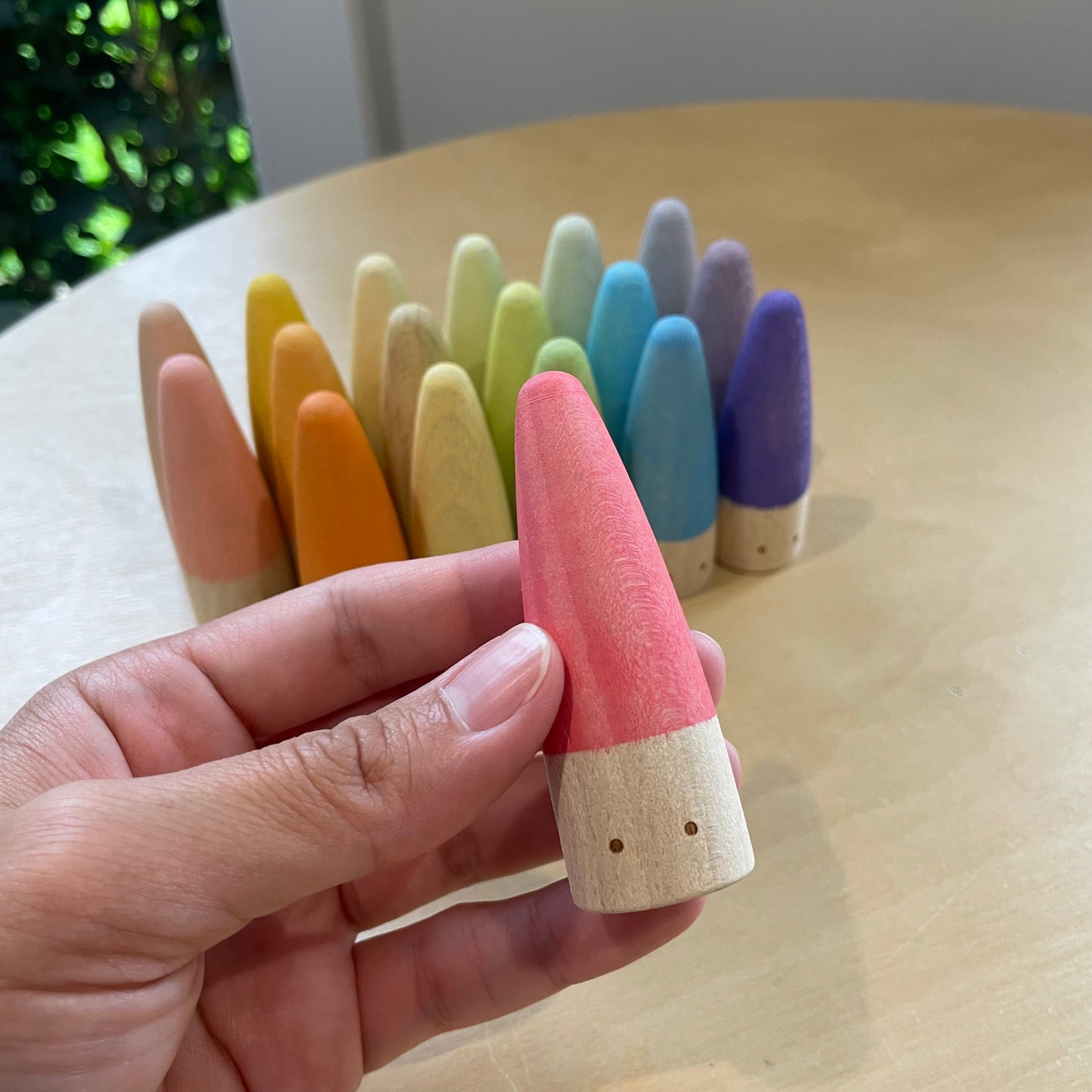 Wooden Rainbow Pastel Peg Dolls - Pointy Heads