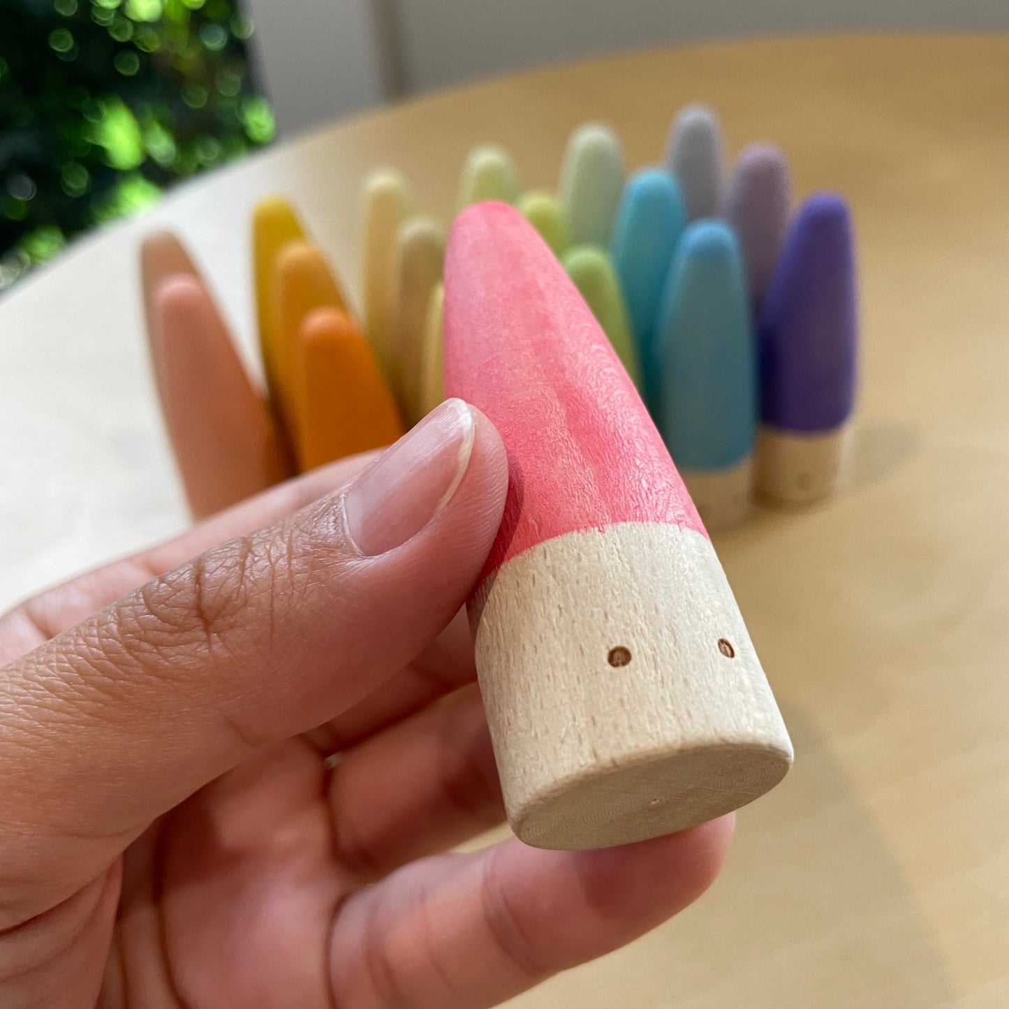 Wooden Rainbow Pastel Peg Dolls - Pointy Heads