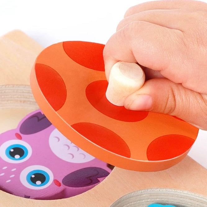 Layered Wooden Puzzle: Animal Babies Hatch'n Match