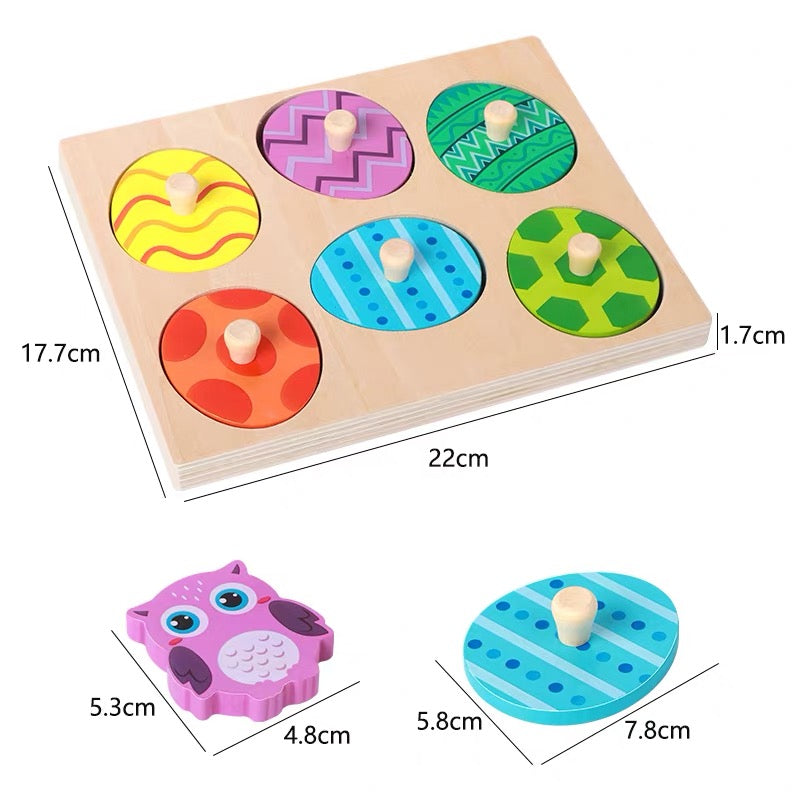 Layered Wooden Puzzle: Animal Babies Hatch'n Match