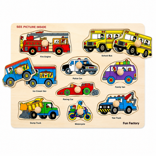 Little Movers Wooden Vehicle Peg Puzzle