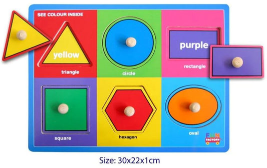 Shape & Colour Recognition Wooden Peg Puzzle