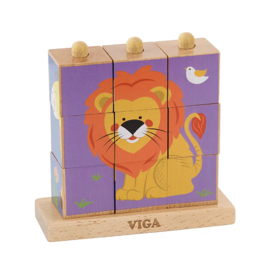9pcs Stacking Cube Puzzle Wild Animals