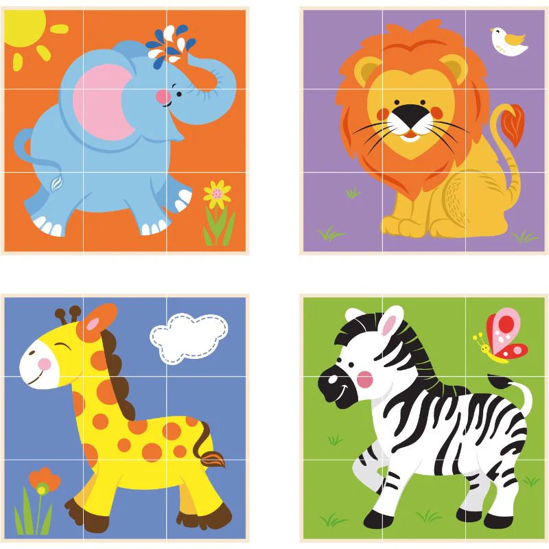 9pcs Stacking Cube Puzzle Wild Animals