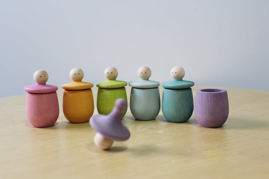 Little Wooden Treasure Cup Set - Pastel