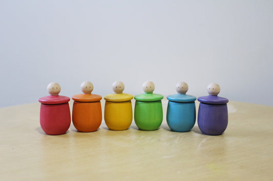 Little Wooden Treasure Cup Set - Rainbow