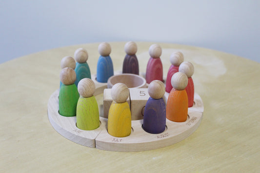 Wooden Perpetual Calendar Peg Dolls