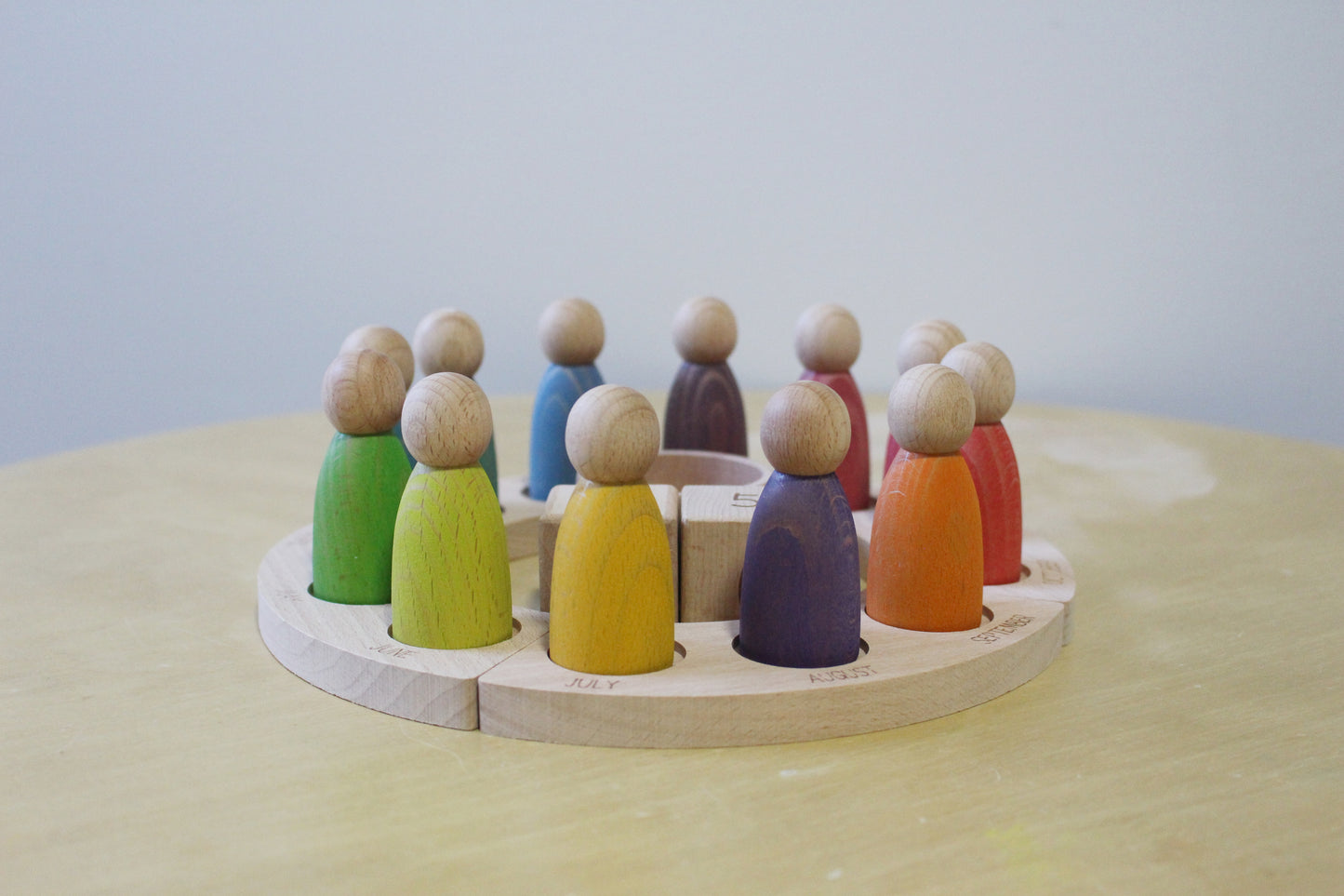 Wooden Perpetual Calendar Peg Dolls