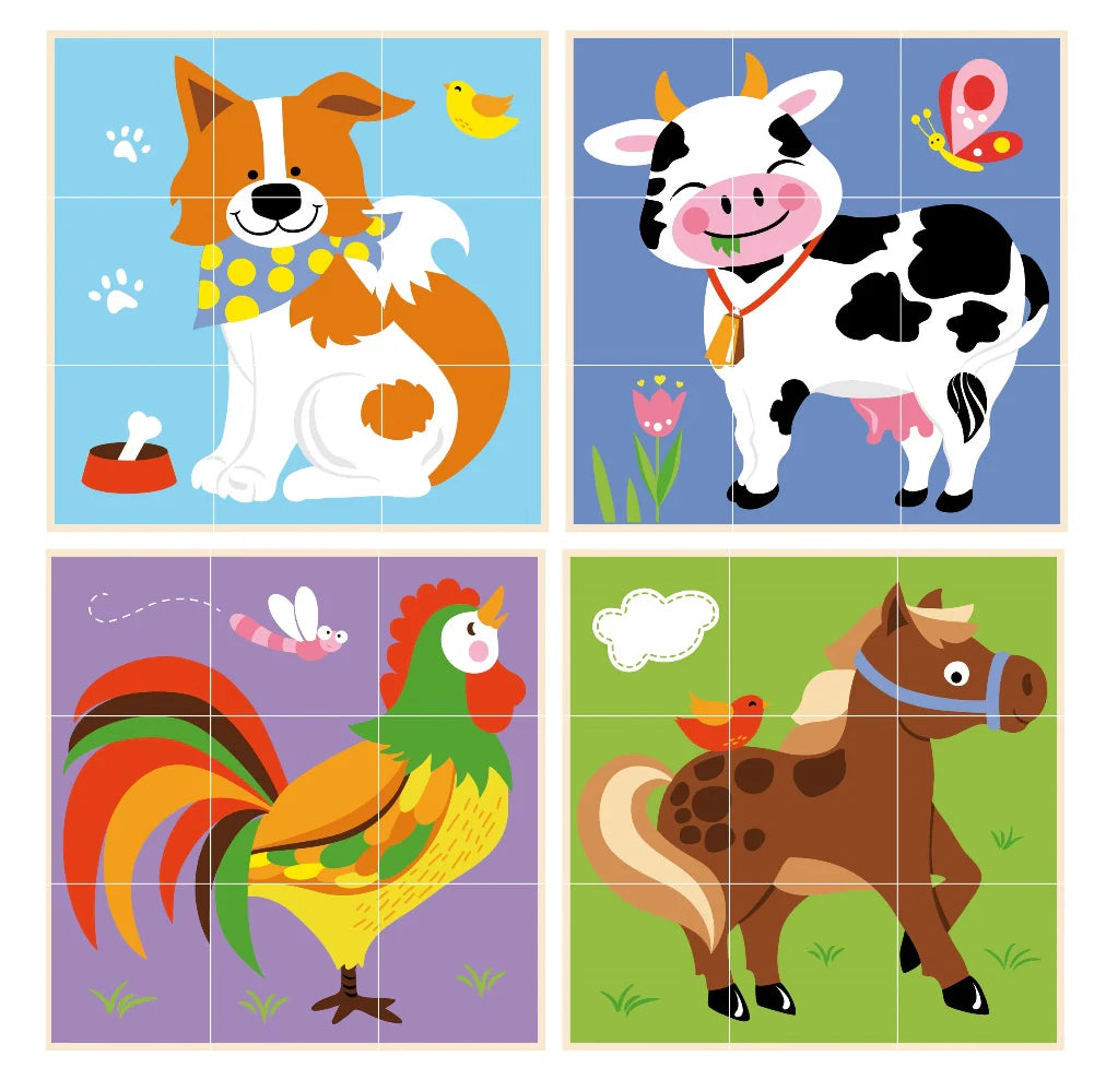 9pcs Stacking Cube Puzzle Farm Animals