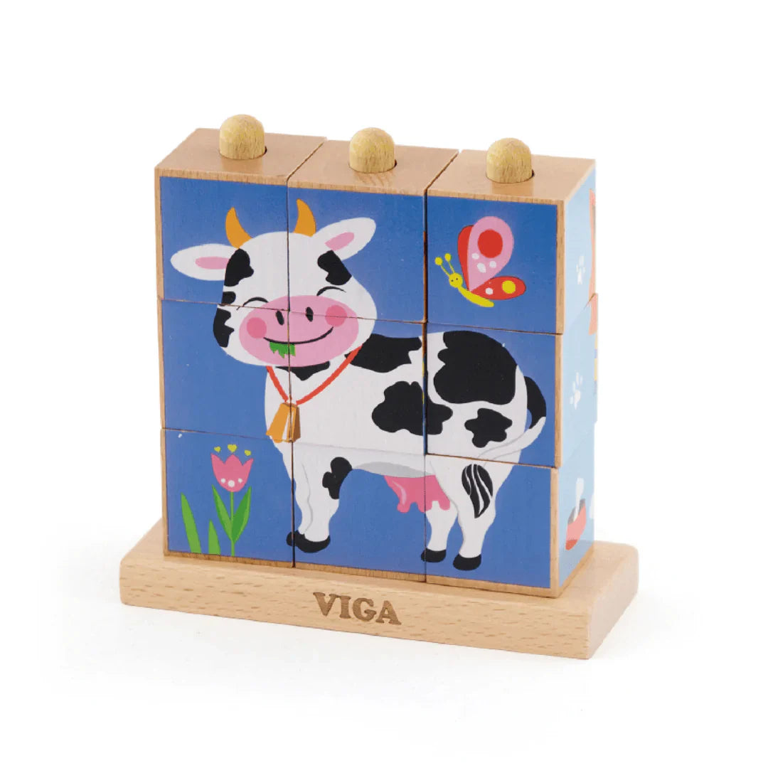 9pcs Stacking Cube Puzzle Farm Animals