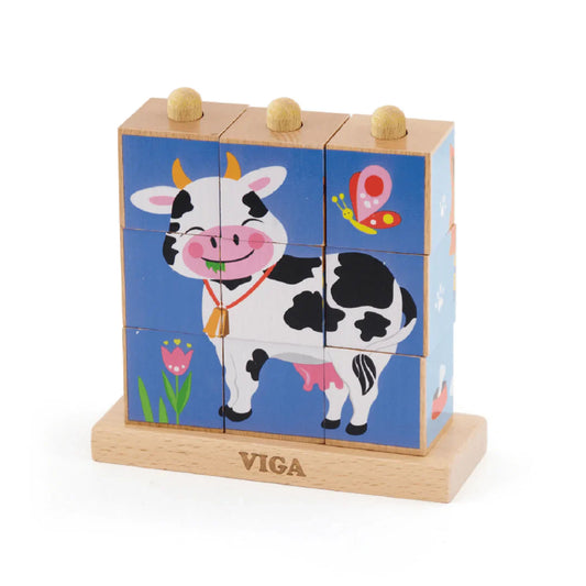 9pcs Stacking Cube Puzzle Farm Animals