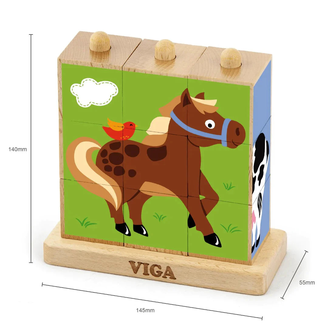 9pcs Stacking Cube Puzzle Farm Animals