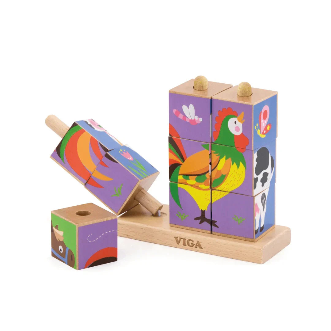 9pcs Stacking Cube Puzzle Farm Animals